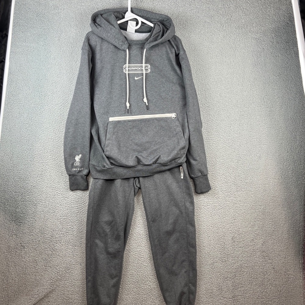 Nike Liverpool FC Standard Issue Tracksuit Hoodie (Sz M) Pants (Sz S) Grey Mens